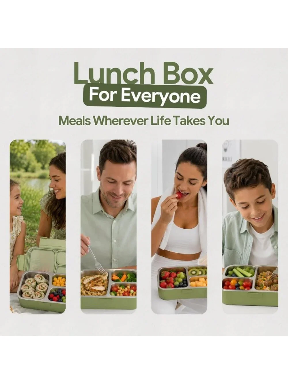 Leakproof Stainless Steel Bento Lunch Box | 3-Compartment, BPA-Free, Dishwasher